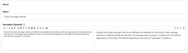 About section input fields