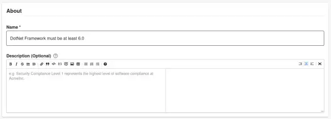 About section input fields