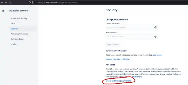 Creating an Atlassian token