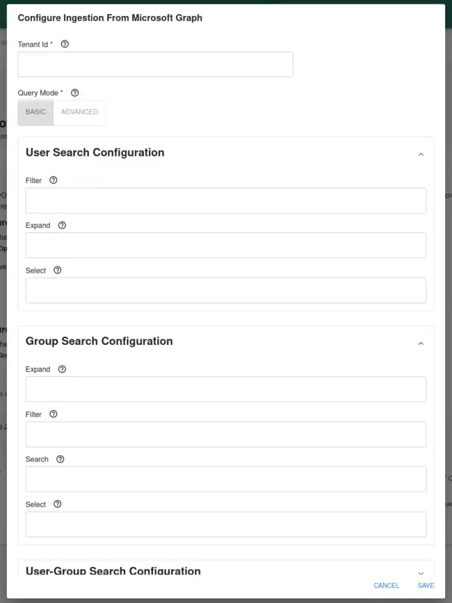 Microsoft Graph Configuration Dialog