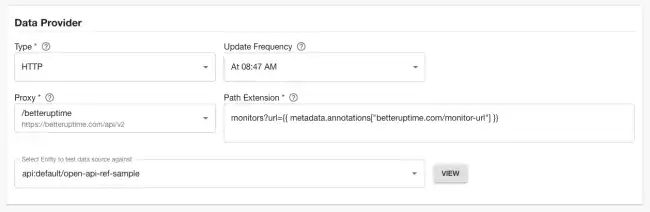 A widget which shows a connection to the better uptime APIs via the proxy